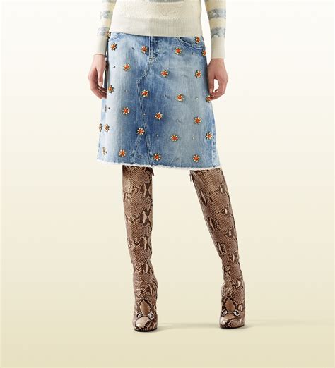 gucci skirt blue with embroidery arms|gucci skirts.